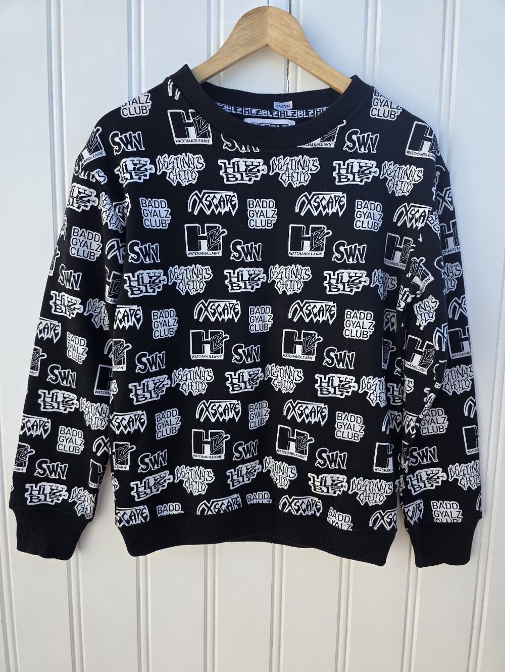 HLZBLZ All Over Print Graffiti Streetwear Pullover Crewneck Sweater Unisex XS